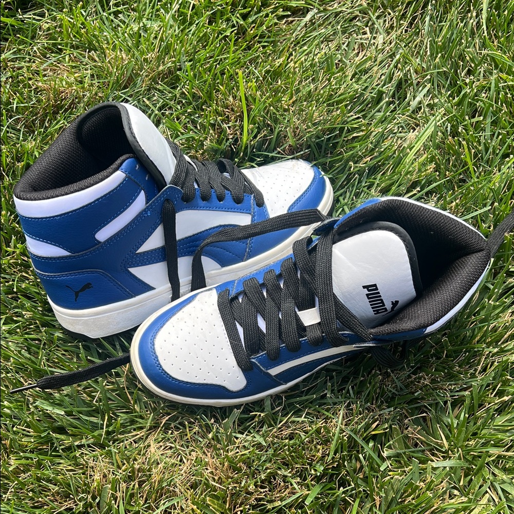 Puma Kids' Black, Blue, and White Sneakers